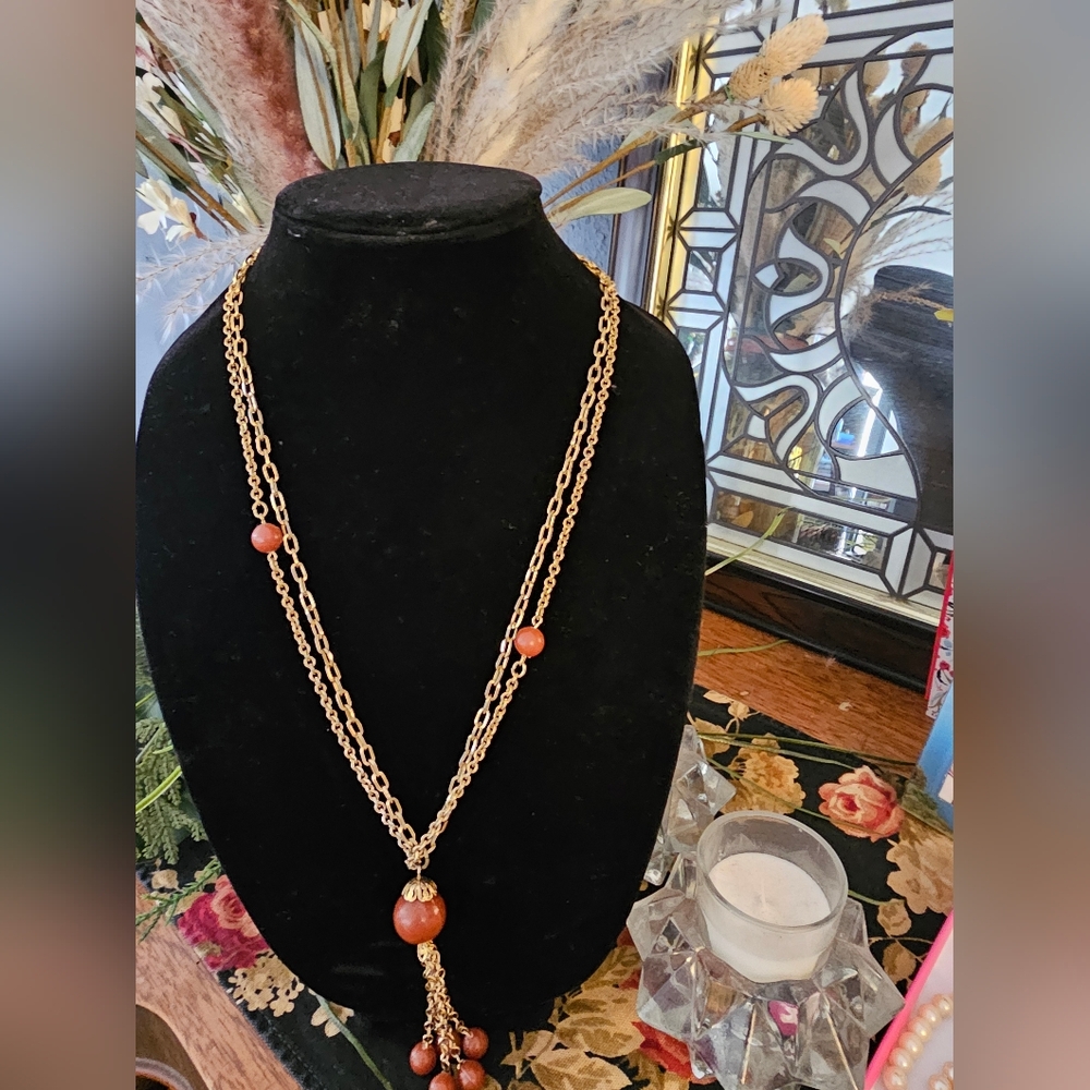 2 Strands Long Necklace With Bead Accents